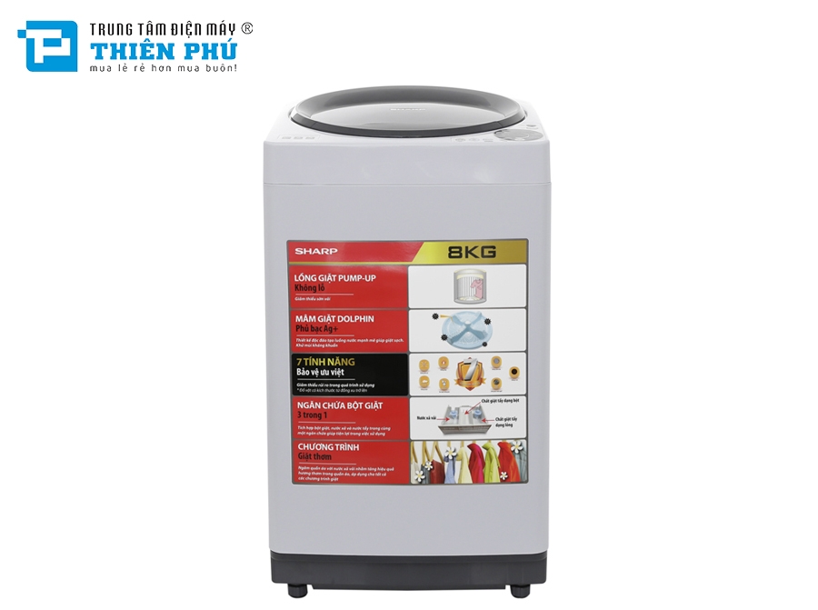 Máy Giặt Sharp 8 Kg ES-U80GV-H Lồng Đứng
