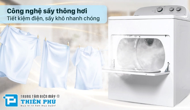 Máy sấy quần áo Whirlpool 15kg 3LWED4815FW lựa chọn hàng đầu cho gia đình đông thành viên