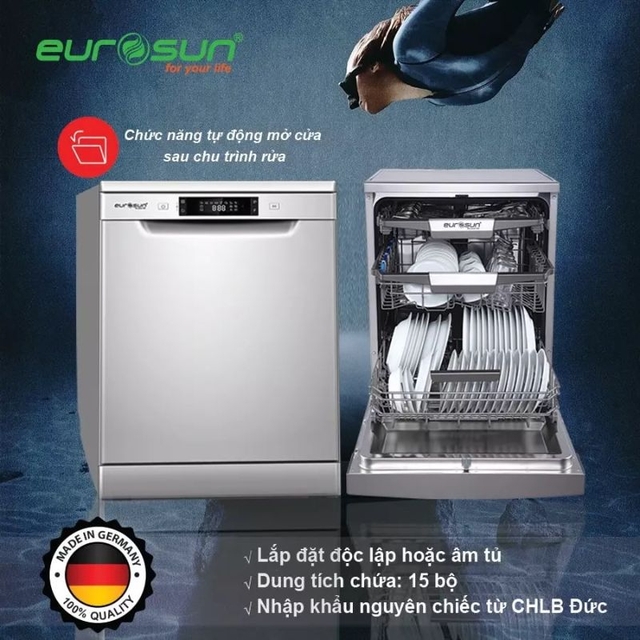 Hướng dẫn sử dụng máy rửa bát Eurosun an toàn, đúng cách, chi tiết nhất