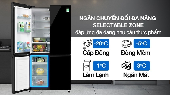 Ngăn Selectable Zone trên tủ lạnh Hitachi dùng để làm gì?
