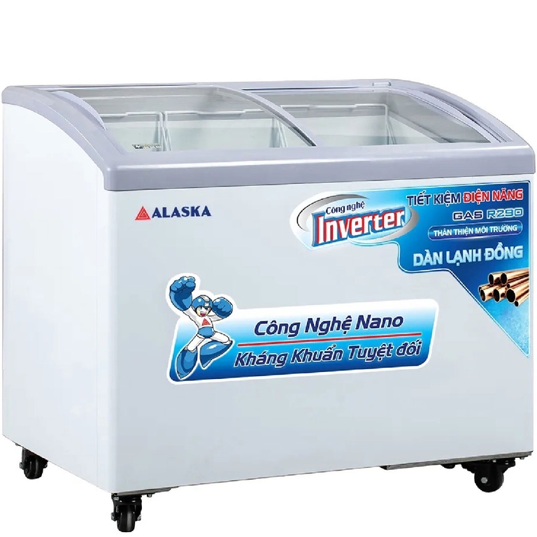 Tủ Đông Alaska Mặt Kính Cong Inverter KC-210CI 1 Ngăn 210 Lít