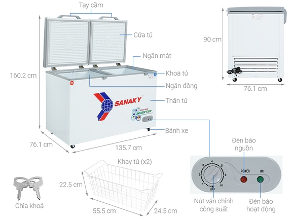 Tủ đông Sanaky inverter VH-5699W3 400 lít dàn đồng, lựa chọn kinh thế cho các hộ kinh doanh