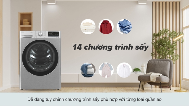 Những tính năng hữu hiệu của máy sấy quần áo LG 10.5kg DVHP50P