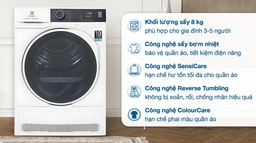 Review máy sấy quần áo Electrolux EDH804H5WB: Kiểu dáng, tính năng và giá thành