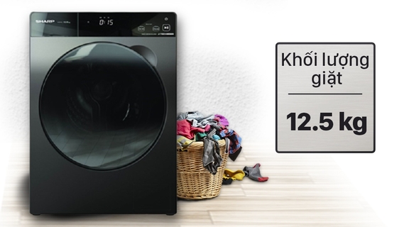Máy giặt Sharp 12.5Kg inverter ES-FK1252SV-G giặt giũ hiện đại cho gia đình đông thành viên hiện nay