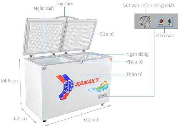 Tổng hợp những ưu điểm đáng chú ý từ tủ đông Sanaky 2 cánh VH-4099W1