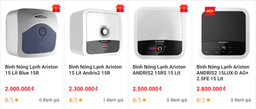 Bình nóng lạnh Ariston 15L bảo hành bao lâu? TOP những sản phẩm dung tích 15 lít được bán chạy nhất hiện nay