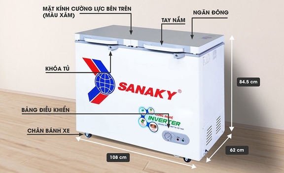 Tủ đông Sanaky VH-2899A4K: Dàn lạnh đồng nguyên chất, làm lạnh sâu và bền bỉ