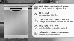 Bosch SMS6ZCI08E hoạt động siêu êm với độ ồn chỉ 42dB