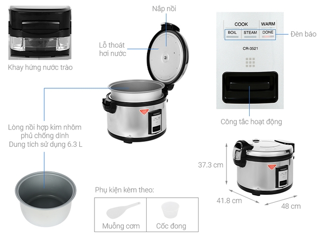 Khám phá các tính năng có trên nồi cơm điện Cuckoo CR-3521 6.3 Lít