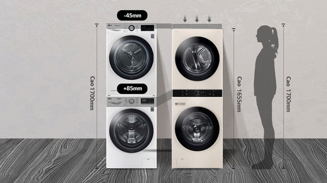 Tháp giặt sấy LG WT1410NHE tiết kiệm mọi không gian đem tới trải nghiệm tuyệt vời