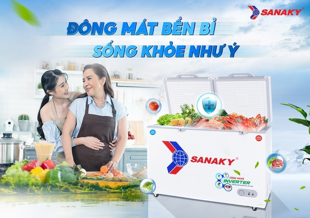 Bảo quản thực phẩm 4 mùa với tủ đông Sanaky Inverter 2 ngăn VH-4099W3