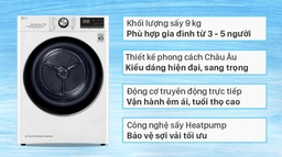 Máy sấy quần áo LG 9kg DVHP09W sấy khô quần áo bất chấp mọi thời tiết