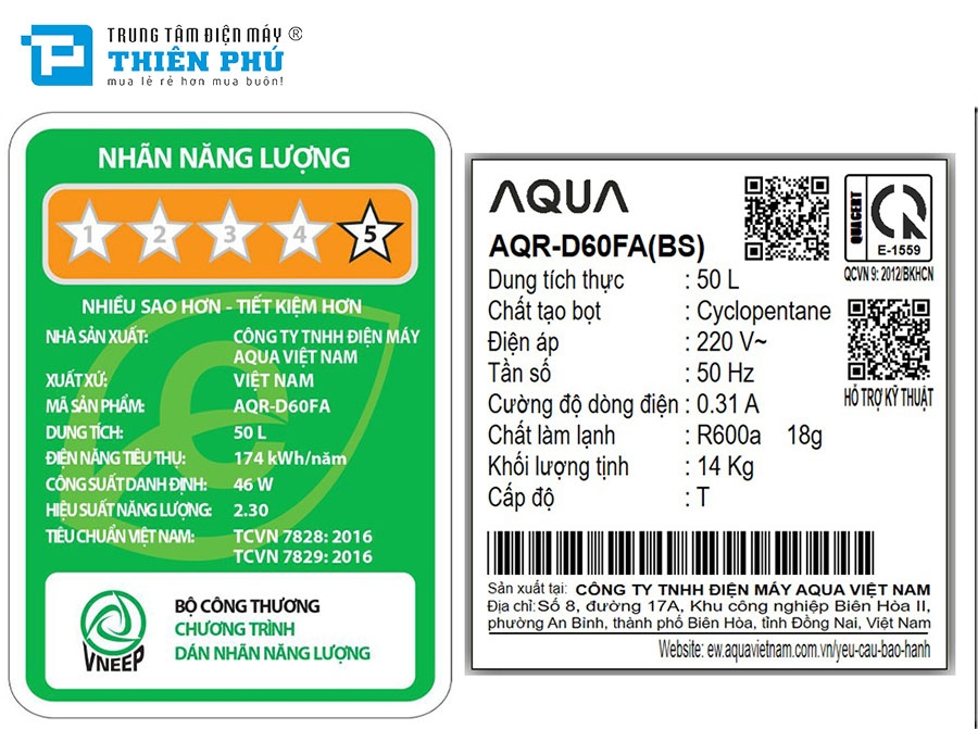 Tủ lạnh Aqua 50 lít AQR-D60FA(BS)