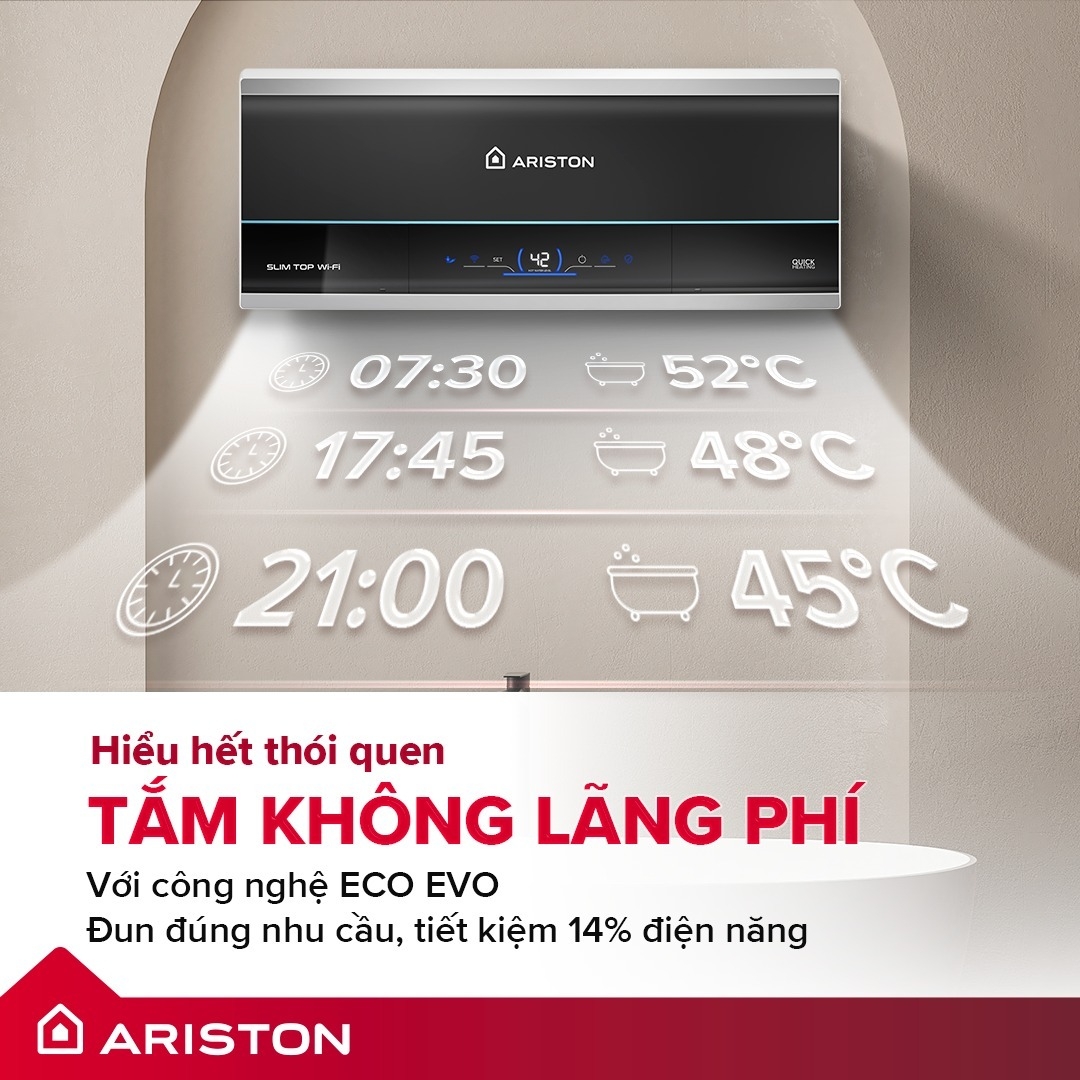 Bình nóng lạnh Ariston 30 Lít Slim3 30 LUX có thể lưu giữ nước nóng trong bao lâu?