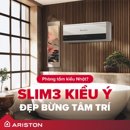 Bình nóng lạnh Ariston 25 Lít Slim3 25 RS &#8211; Bình nước nóng đẹp, đặt đâu cũng đẹp