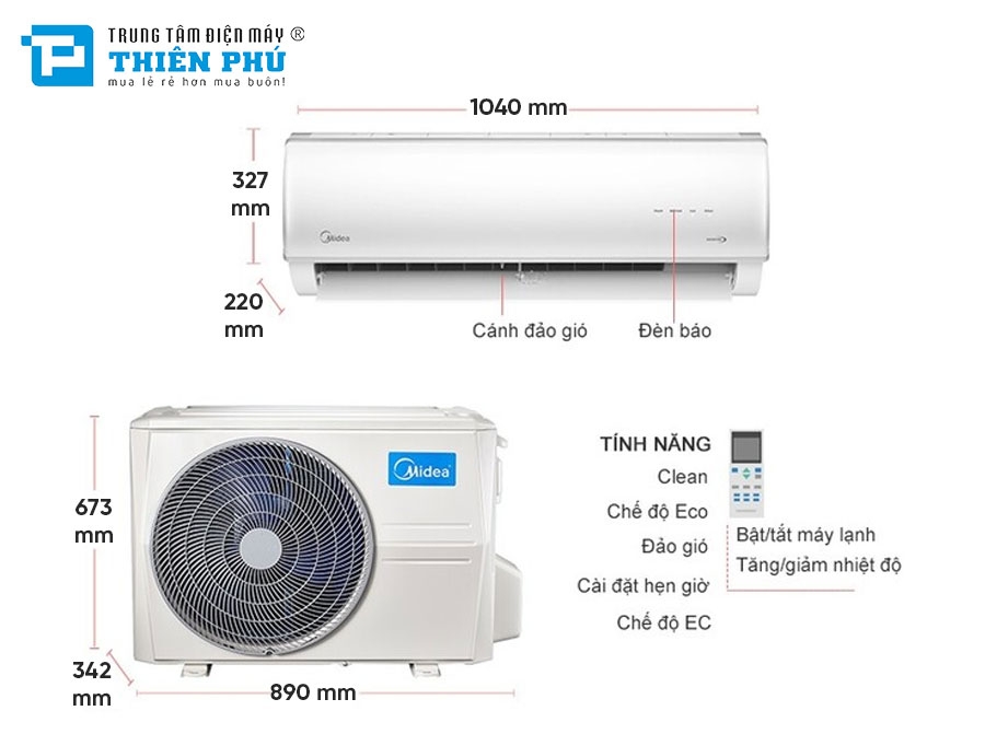 Điều Hòa Midea Inverter 1 Chiều 28000Btu MAF-28CFN8