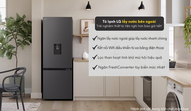 Tủ lạnh LG LBD33BLMA 2 cánh, lý tưởng cho gia đình dưới 4 người