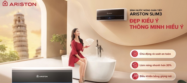 4 công nghệ, tiết kiệm điện với bình nóng lạnh Ariston Slim3 20 TOP Wifi