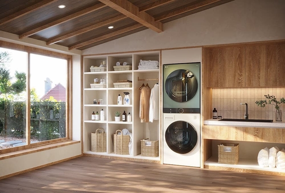 Tháp giặt sấy LG WT2517NHEG khối lượng giặt sấy lớn phù hợp gia đình đông thành viên