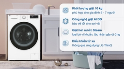 Máy giặt LG 10Kg FV1410S4W1 &#8211; Hiện đại, tiết kiệm và hiệu quả