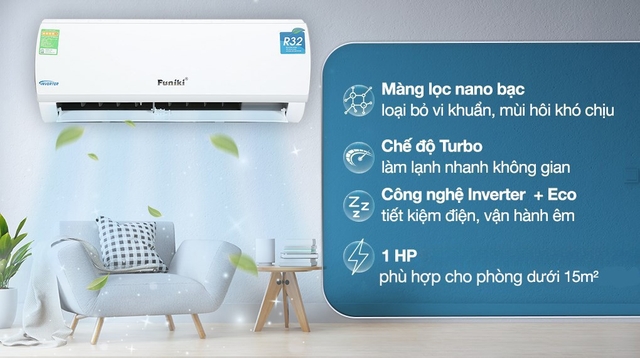 Điều hòa Funiki 9000btu inverter HIC09TMU tiết kiệm điện năng tối ưu cho mùa hè 2025