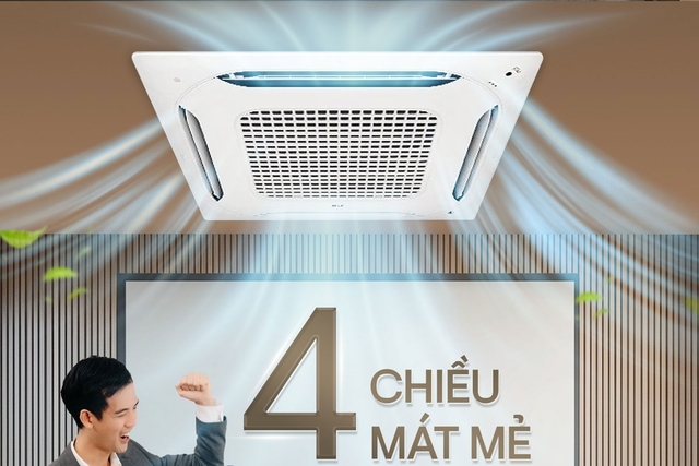 Làm mát đồng đều, vận hành êm ái với điều hòa âm trần LG 48000btu inverter ZTNQ48GMLA0/ZUAD1