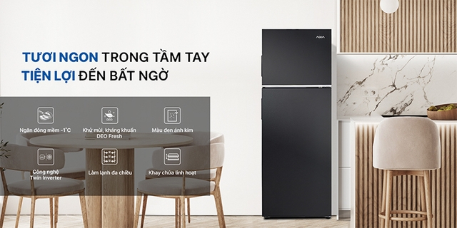 Tủ lạnh Aqua inverter AQR-T260FA(FB) giải pháp bảo quản thực phẩm hiện đại cho gia đình bạn