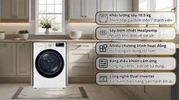 Máy sấy quần áo LG inverter DVHP50W đẳng cấp công nghệ, tiết kiệm tối đa