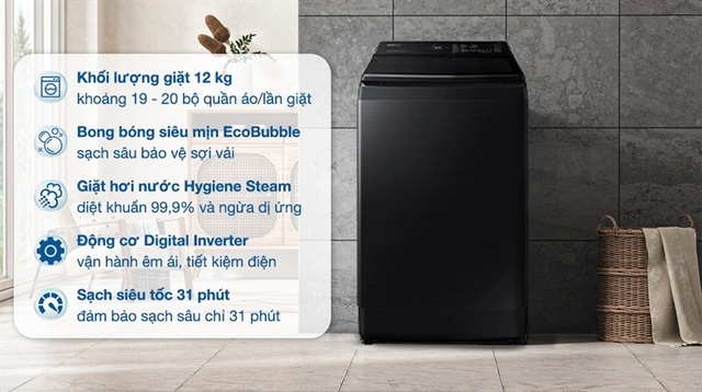 Máy giặt Samsung giá rẻ 12Kg WA12CG5745BV/SV có thực sự xứng đáng trong tầm giá?