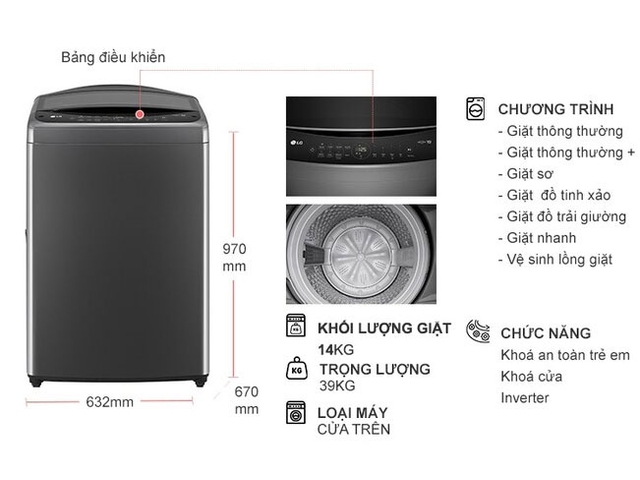 Giải pháp hoàn hảo cho gia đình đông thành viên với máy giặt LG 12kg cửa trên T2512VBTB