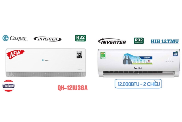So sánh điều hòa Casper QH-12IU36A và Funiki HIH12TMU, nên mua điều hòa 2 chiều nào?