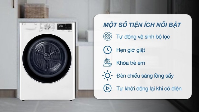 Máy sấy quần áo LG bơm nhiệt DVHP50W sự lựa chọn hoàn hảo cho gia đình Việt