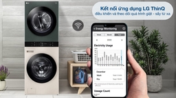 Tháp giặt sấy LG thông minh WT1410NHEG tối ưu hóa mọi không gian sống