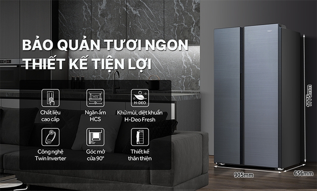 Tủ lạnh Aqua inverter AQR-S633XA(WSL) đẳng cấp thiết kế, tối ưu công nghệ