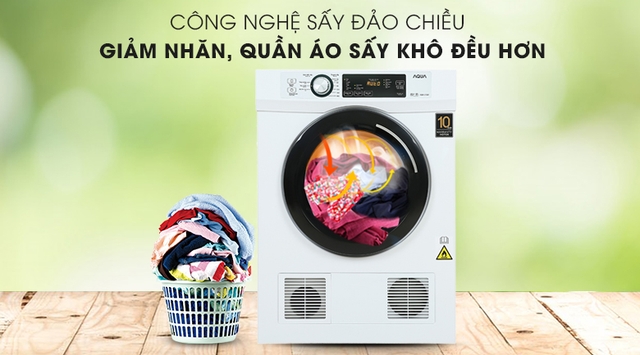 Máy sấy quần áo Aqua AQH-V700FW 7Kg giải pháp sấy khô hiệu quả, tiết kiệm không gian