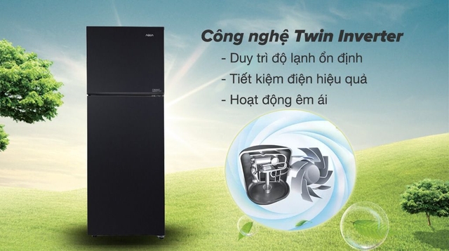 Tủ lạnh Aqua inverter AQR-T376FA(FB) sang trọng, tiết kiệm điện, bảo quản tối ưu