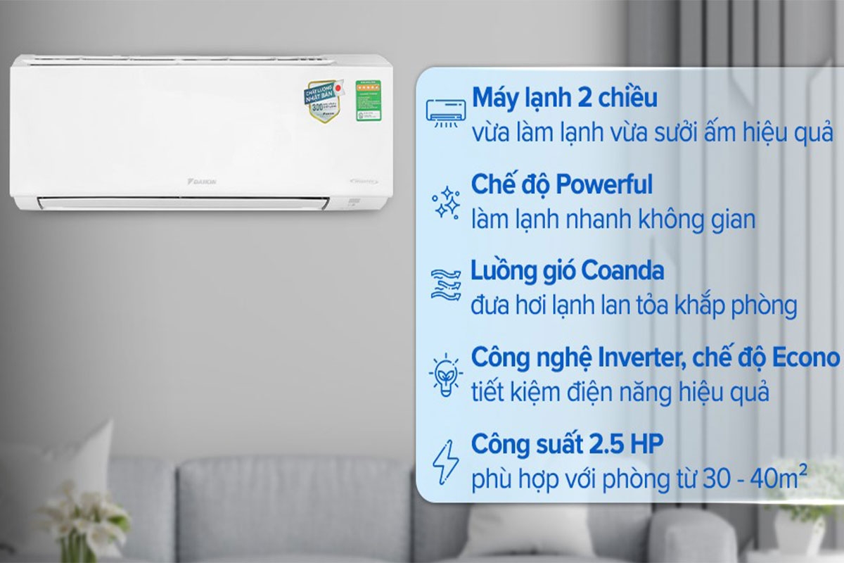 Chia sẻ 5 ưu điểm hấp dẫn người dùng của điều hòa Daikin 22000btu FTHF60VAVMV