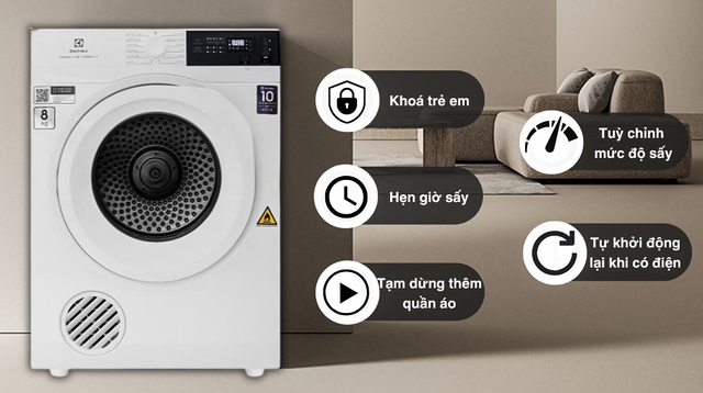Máy sấy quần áo Electrolux 8kg sự lựa chọn phù hợp cho mọi gia đình