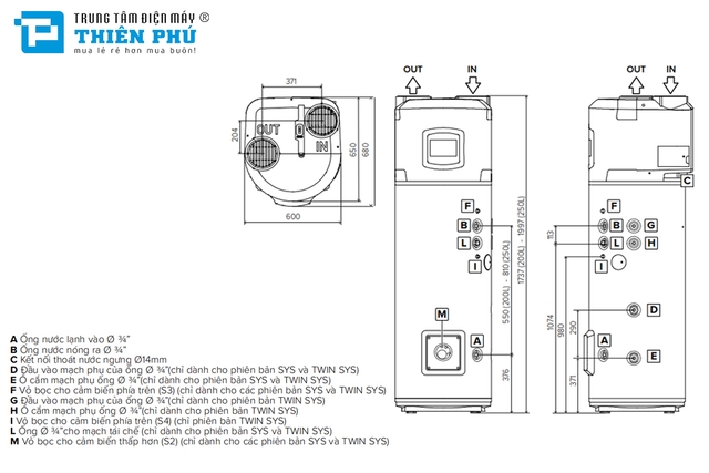 Máy Bơm Nhiệt Heat pump Ariston 250 Lít Nuos Plus Wifi 250
