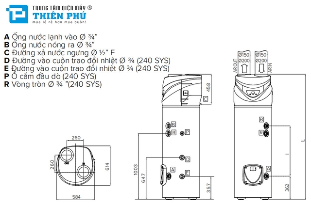 Máy Bơm Nhiệt Heat pump Ariston 202 Lít Nuos Primo HC A+ 200