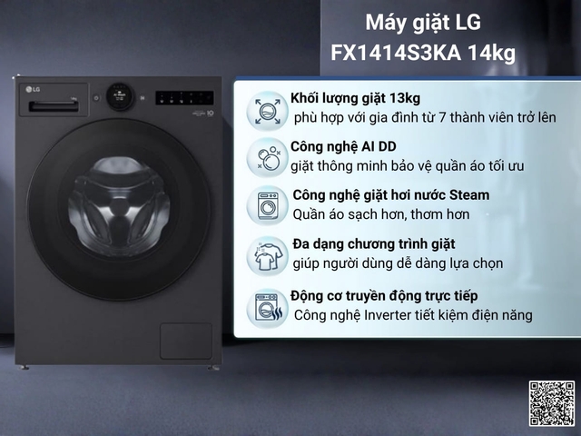 7 Lý do nên dùng máy giặt LG cửa đứng FX1414S3KA