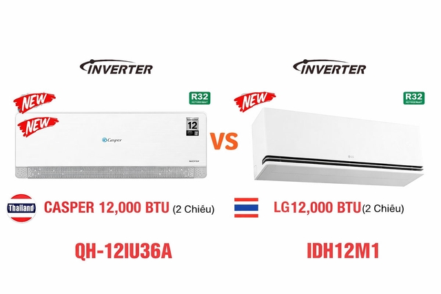 So sánh giữa điều hòa Casper QH-12IU36A và LG IDH12M1, nên mua điều hòa 2 chiều nào?