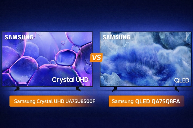So sánh giữa hai lựa chọn tivi Samsung 75 inch UA75U8500F và QA75Q8FA