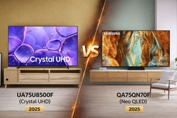 So sánh tivi Samsung 75 inch 2025 UA75U8500F và QA75QN70F, đâu là lựa chọn đáng mua?