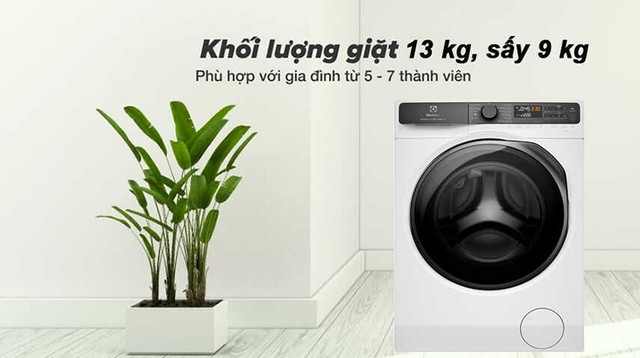 Giặt nhiều – sấy nhanh – mặc liền tay với máy giặt sấy Electrolux 13kg sấy 9kg EWW1343R7WC