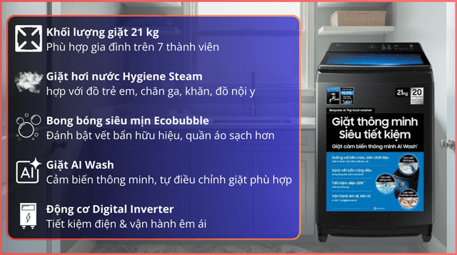 Cách kết nối và điều khiển máy giặt Samsung 21kg lồng đứng WA80F21B9BSV bằng ứng dụng SmartThings