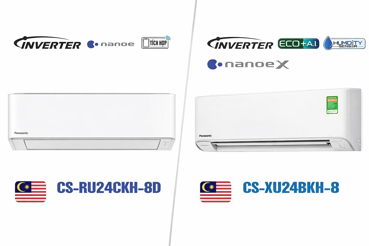 So sánh hai model điều hòa Panasonic CS-RU24CKH-8D và CS-XU24BKH-8 có gì khác biệt?