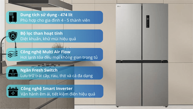 Giới thiệu về tủ lạnh LG LFB47SVM 4 cánh