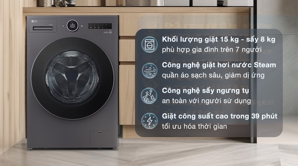 Máy giặt LG 12kg FX1412S3KAV có phù hợp gia đình đông người? Phân tích hiệu suất & chi phí vận hành
